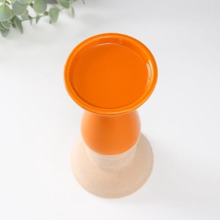 Ceramics candlestick for 1 candle "Piraeus" sand-orange 9.8x9.8x20 cm-2