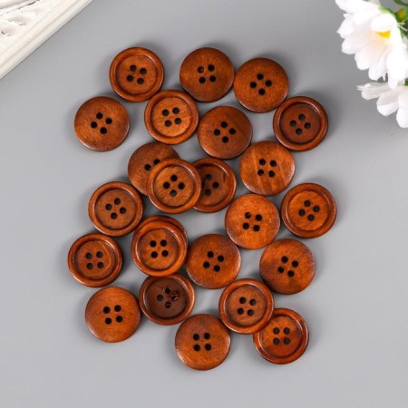 Decorative buttons "Round", wood, walnut color, 20 mm (set 24 pcs)-2
