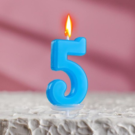 Candle in a cake on a skewer, number 5, mix, 4.5x2.5 cm-1
