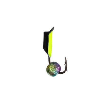 Mormyshka column black, lime abdomen + ball rainbow, weight 0.5 g-1
