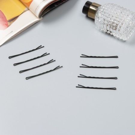 Invisibility for hair "Classic, with teeth" (set 40 pcs) 7 cm, wave, black-1
