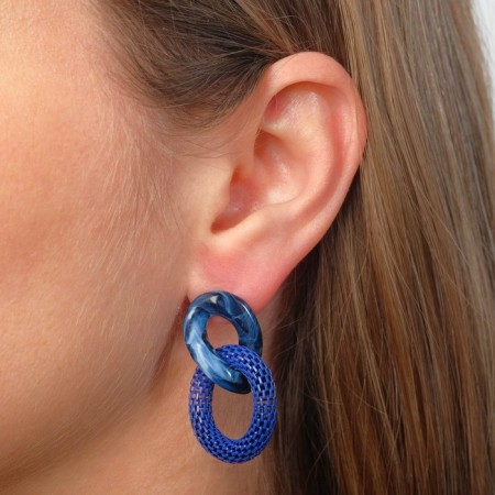 Earrings Assorted "Infinity" interweaving, blue color-1