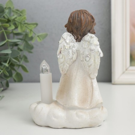 Souvenir Polystone Light "Angel with a pipe at a candle on a cloud" Squeezes 7.3x10x14 cm-3