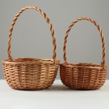 Set of wicker baskets, d29x14/38 cm, d24 x 12/33 cm, 2 pcs, honey, willow