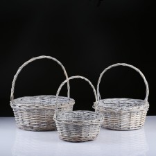 A set of wicker baskets, willow, 3 pcs., Gray-beige color, medium