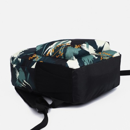 A backpack with a zipper, 3 outer pockets, green color-4