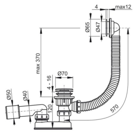 Alcadrain AG210132160 bathtub, Click/Clack system-1