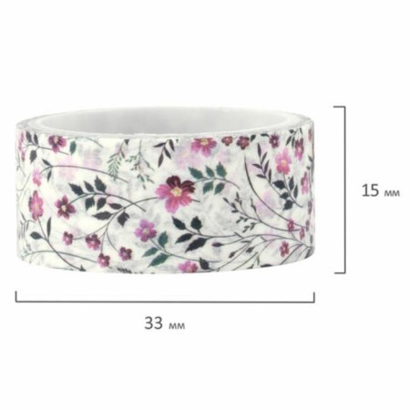 Adhesive Washi-tanks for the decor "Flower mix", 15 mm x 3 m (set 7 pcs) rice paper-4