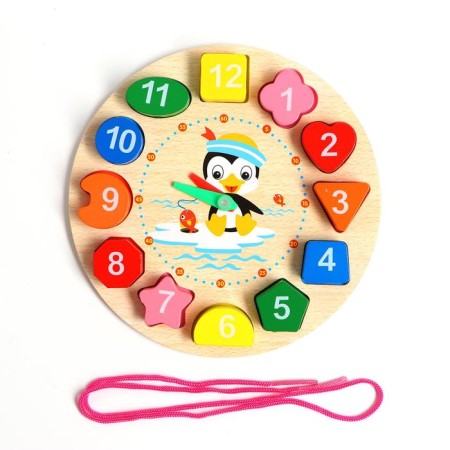 Developing clock 3V1 "Penguin" (clock, lining frame, lacing) 17.5x17.5x3 cm-1