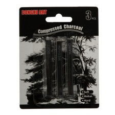 Coal pressed, black, 3 pieces in the set (1 pc - soft, 1 pc - medium, 1 pc - hard)