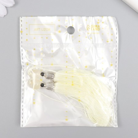 Decor for creativity Textile "Brush with a bead" Cream set 2 pcs 10x1 cm-3