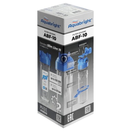 The Aquarite filter case is ABF-10-1, 1, for cold water, a key and fasteners, a transparent-7