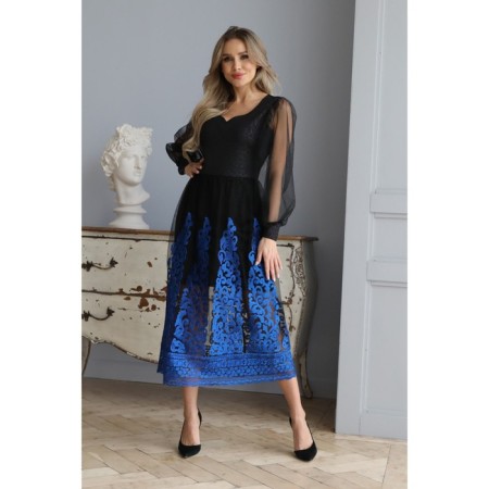 Women's dress, size 46, black color, blue-3