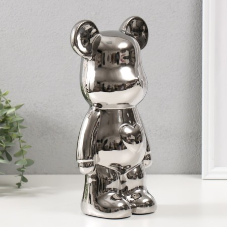Piggy bank Ceramics "Bear" silver 11x13.5x28.5 cm-1