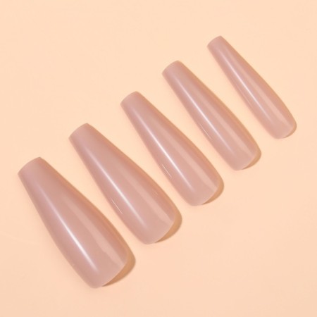 Patching nails, 24 pcs, ballerina shape, beige color-1