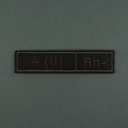 Chevron on Velcro “Blood Group II negative”, 12 × 2.55 cm, Khaki color-1