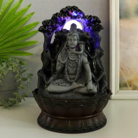 The desktop fountain from the network, Siva with a cobra sits under the trees 20.5x20.5x30 cm-5
