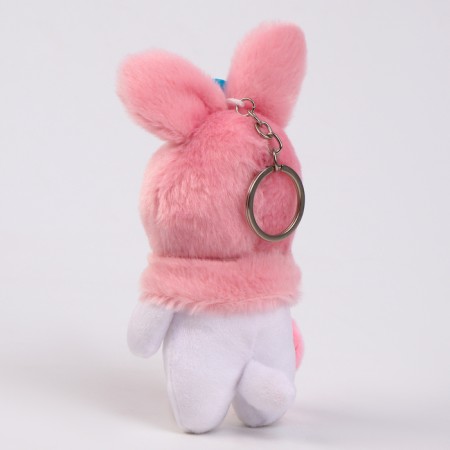 Soft toy "Bunny in a hat" on a key fob, 12 cm-3