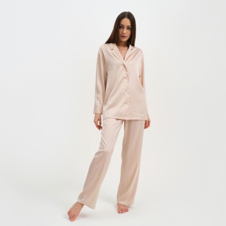 Female pajamas (shirt and trousers) KAFTAN "Triangles" Milk color, size 44-46