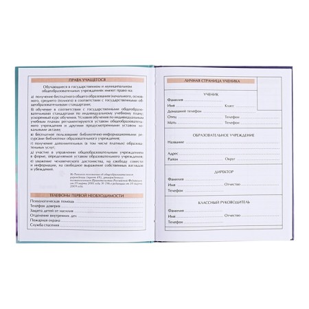 Diary for grades 5-11, solid cover "Pets", glossy lamination, intellectual content, block 60g/m2-4