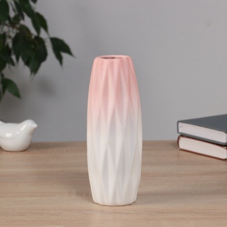 VAZA Ceramics HELL "Heidi" City Style, 20.5x6.5 cm, white-pink