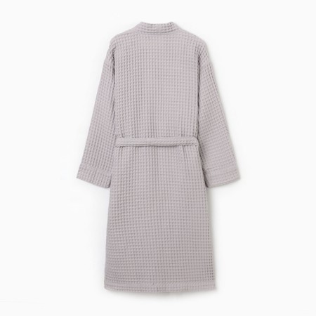 Wafel dressing gown for men elongated Ethel "Boho" p. 50-52, centered silver, 100%HL, 290 g/m2-3