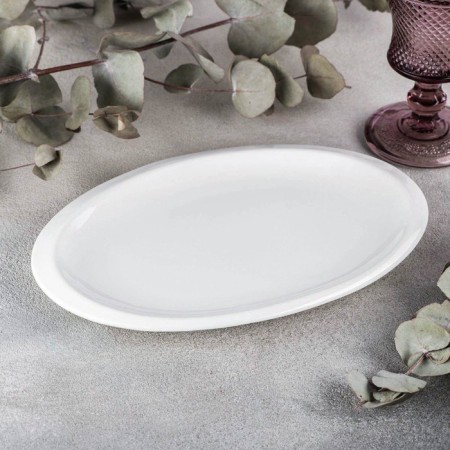 Oval porcelain oval wilmax teona, 25.5 × 17 cm, white color