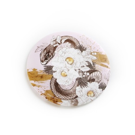 Pocket mirror "snake in flowers", diam. 7 cm-3