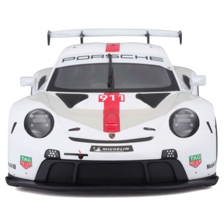 Racing machine BBURAGO Porsche 911 RSR, DIE-CAST, 1:24, White color, opening doors-9