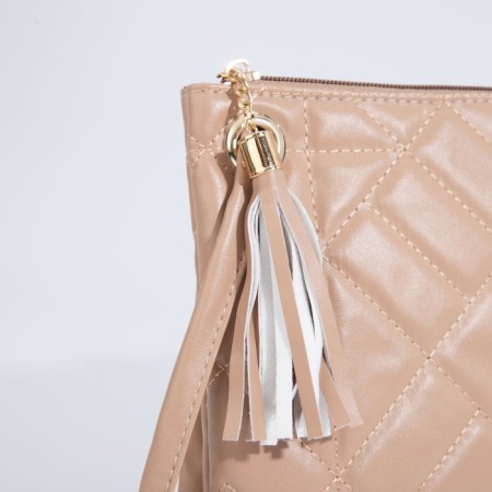 Lightning bag, strap on the wrist, beige color-4