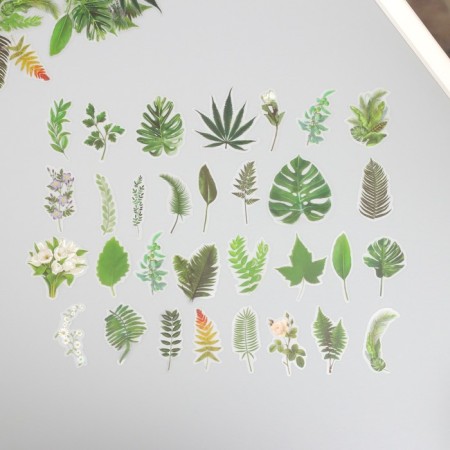 Stickers for creativity PLC PVC "Green Leaves" set 60 pcs 10x14 cm