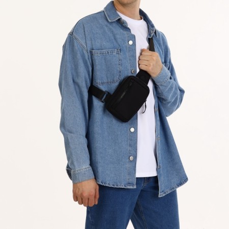 Slong bag from textiles, black color-4