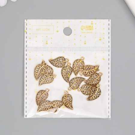 Decor Metal for creativity "Golden openwork leaf" set of 16 pcs 1.8x1 cm-5