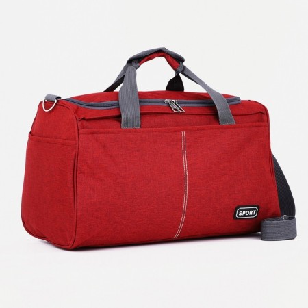 Sports bag with lightning, 2 outer pockets, long belt, burgundy color