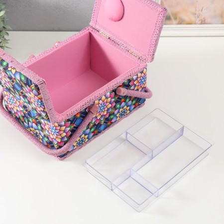 Casket for needlework "Kaleidoscope flowers" 19x26x14.5 cm-4