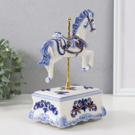 Souvenir Ceramics Musical "Carousel Horse" 9.8x13x21.5 cm-1