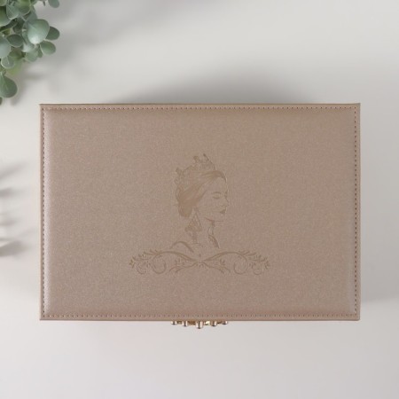 Casket to the leatherette for jewelry "Queen" Light gold 18x27x9 cm-3