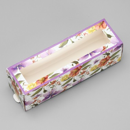 Box for Makarun, confectionery packaging "Botanika Lilac flowers" 18 x 5.5 x 5.5 cm-1