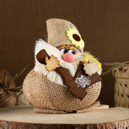 Orak-Domova "Vasek on a burlap, with an ax and money", 23x16x14 cm mix