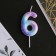 Candle for the cake, number "6", 5.5 x 8 cm.