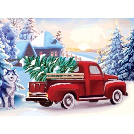 New Year's diamond mosaic with partial filling "New Year. Truck ", 15 x 21 cm-1