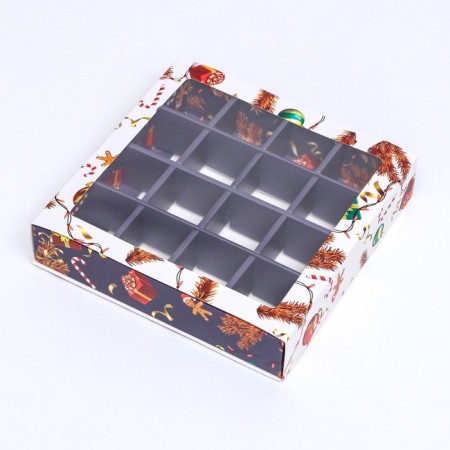 Box for sweets 16 pcs, 17.7 x 17.7 x 3.8 cm "Happy holiday!"-8