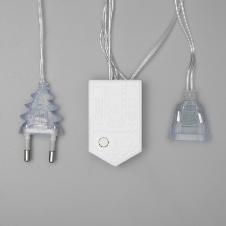 Garland “fringe” 2.4 × 0.9 m with nozzles “Christmas tree”, IP20, transparent thread, 138 LED, white glow, 8 modes, 220 V-6