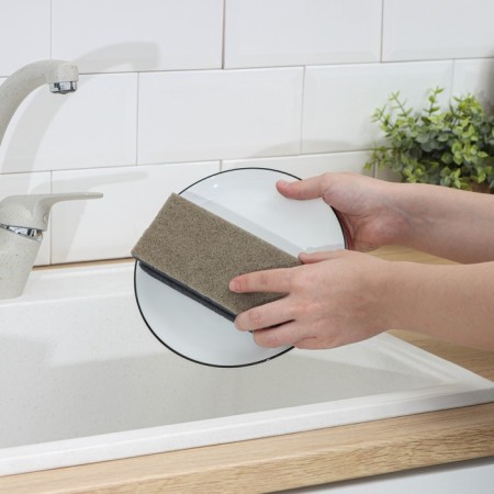Household sponge with a cleaning layer of Raccoon "Loft", 1 pc, 15 × 7 × 4.5 cm, profile, bureaucratic foam-1
