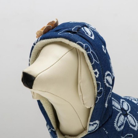 Jacket for dogs with flowers, XL (DS 35 cm, Osh 32 cm, og 49 cm), dark blue-4