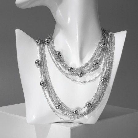 Beads "delight", beads No. 10, 10 threads, color silver, 90 cm-1