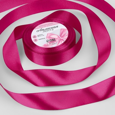Satin tape, 25 mm × 23 ± 1 m, color amaranth No. 27