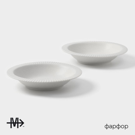 Magistro jarwah lausanne plates, 550 ml, 21.3 × 4 cm, deep, set 2 pcs, porcelain, gray-1