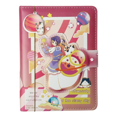 Notebook Gift, A6, 96 sheets, color block, with a curly refrain, PVC cover, "Anime", mix-4