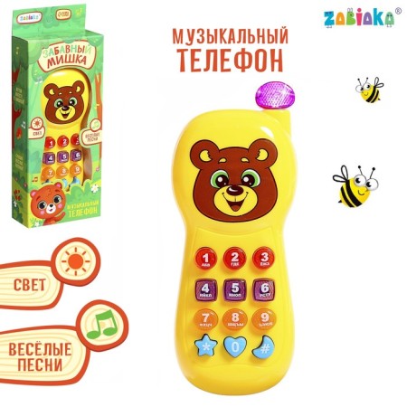Musical phone “Funny Bear”, light effects, Russian voice acting, works from batteries
